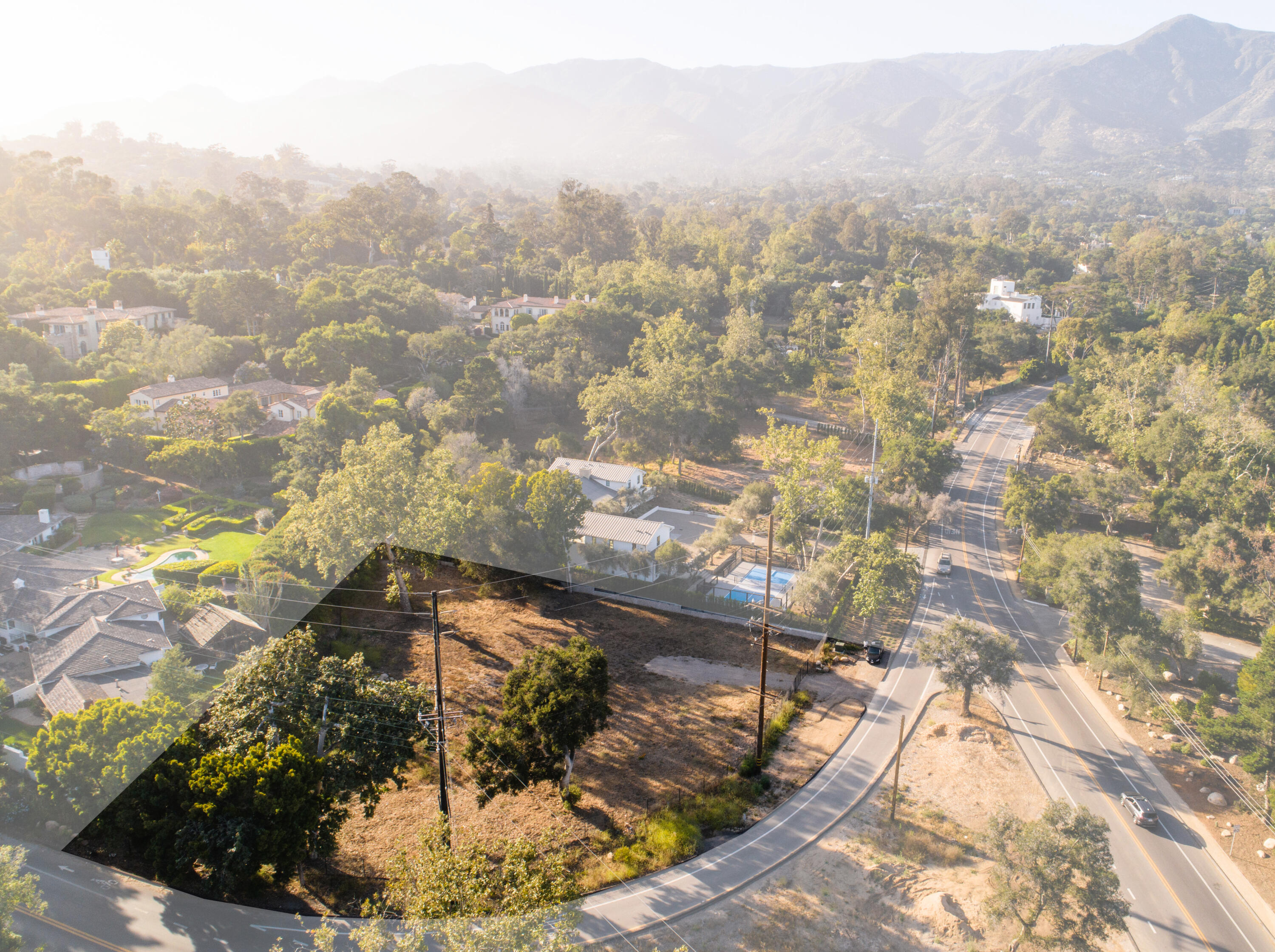 319 Hot Springs Road Santa Barbara, CA 93108 - Photo 1 of 8 Aerial View with Approx. Lot Lines