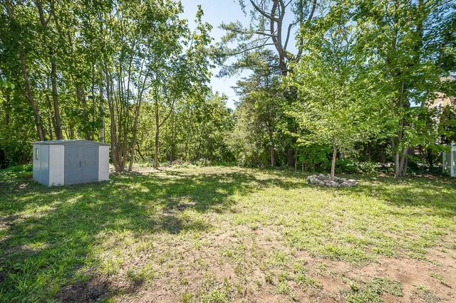 a backyard of a house with lots of green space