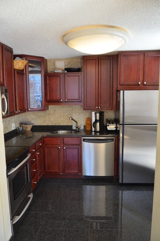 33 West Delaware Place, Unit 13A Chicago, IL 60610 - Photo 6 of 10 a kitchen with granite countertop stainless steel appliances and wooden cabinets