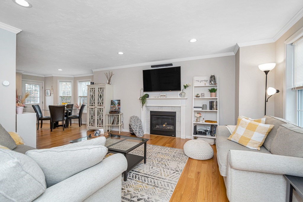 69 Riley Road, Unit 69 Tyngsboro, MA 01879 - Photo 3 of 42 a living room with furniture a fireplace and a flat screen tv