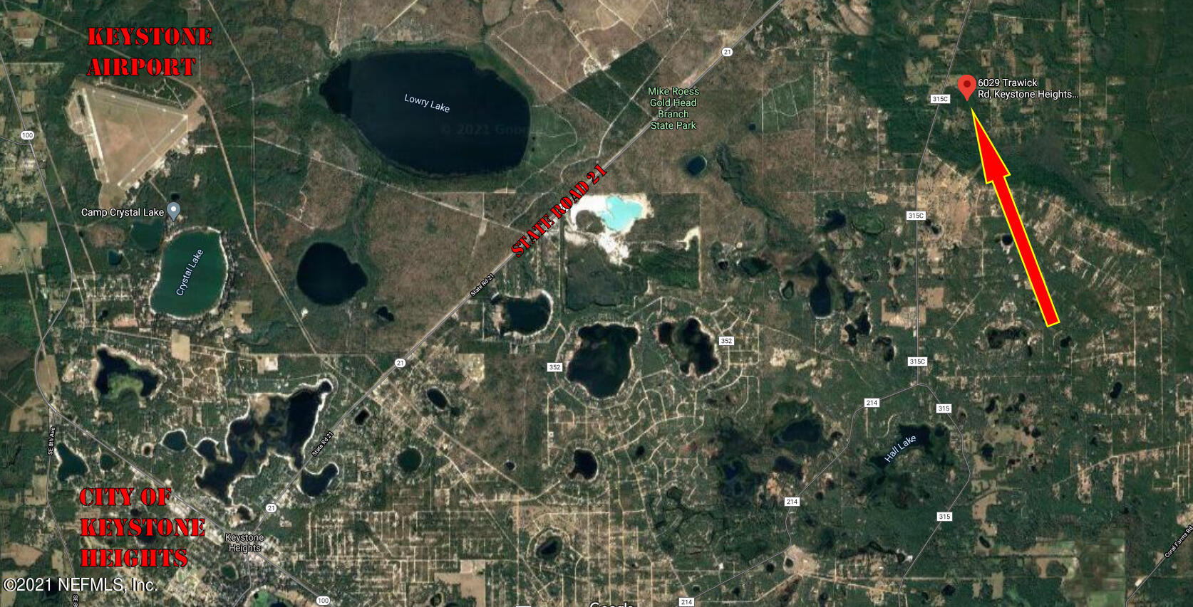 6029 Trawick Road Keystone Heights, FL 32656 - Photo 1 of 11 Aerial Image showing Keystone Heights an