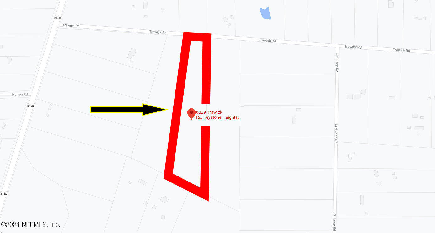 6029 Trawick Road Keystone Heights, FL 32656 - Photo 6 of 11 Aerial Map Image with Boundary Lines