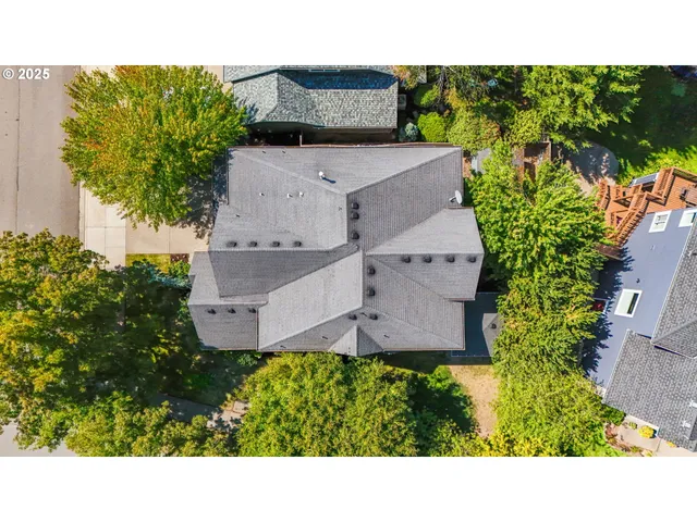 an aerial view of a house