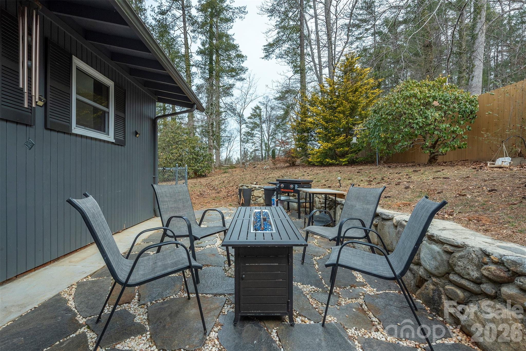4 Stockwood Road Asheville, NC 28803 - Photo 40 of 41 a view of a patio with table and chairs and floor to ceiling window