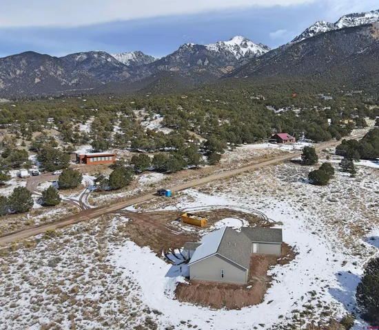 a view of a city with a mountain