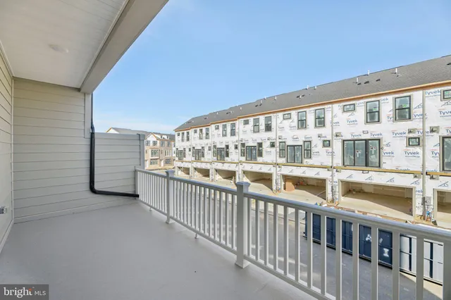 a view of a building from a balcony