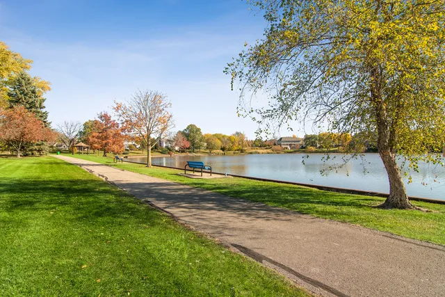 a view of a lake with houses