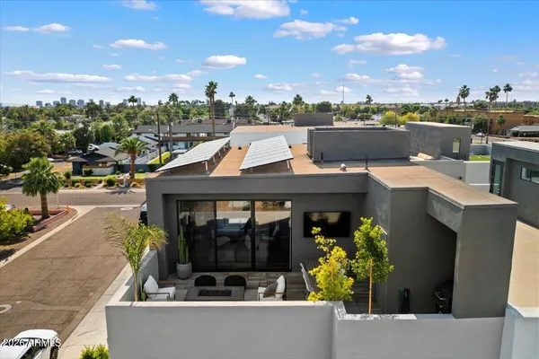 a view of a city with tall buildings