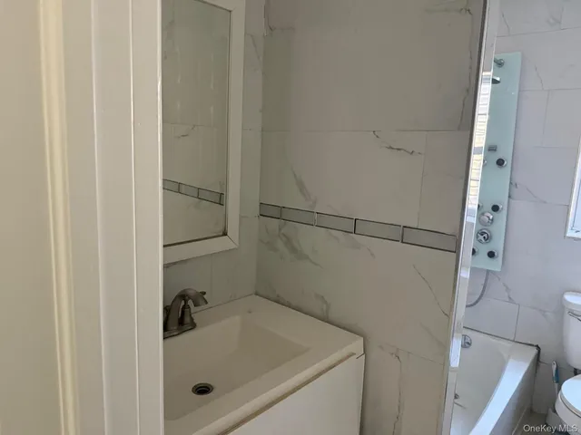 a bathroom with a tub