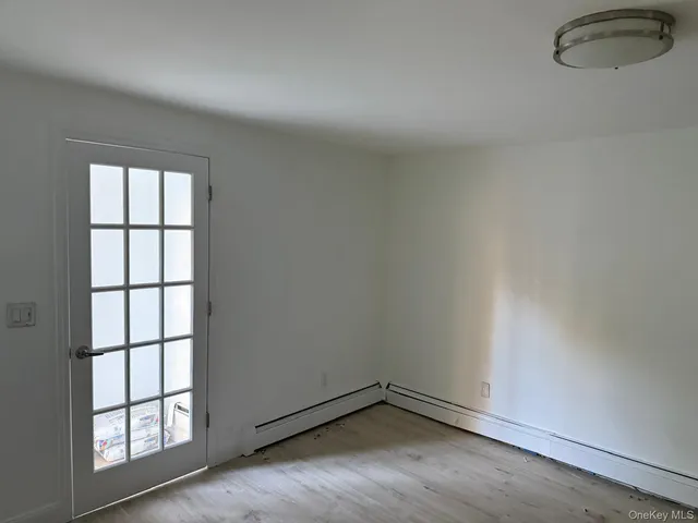 an empty room with windows