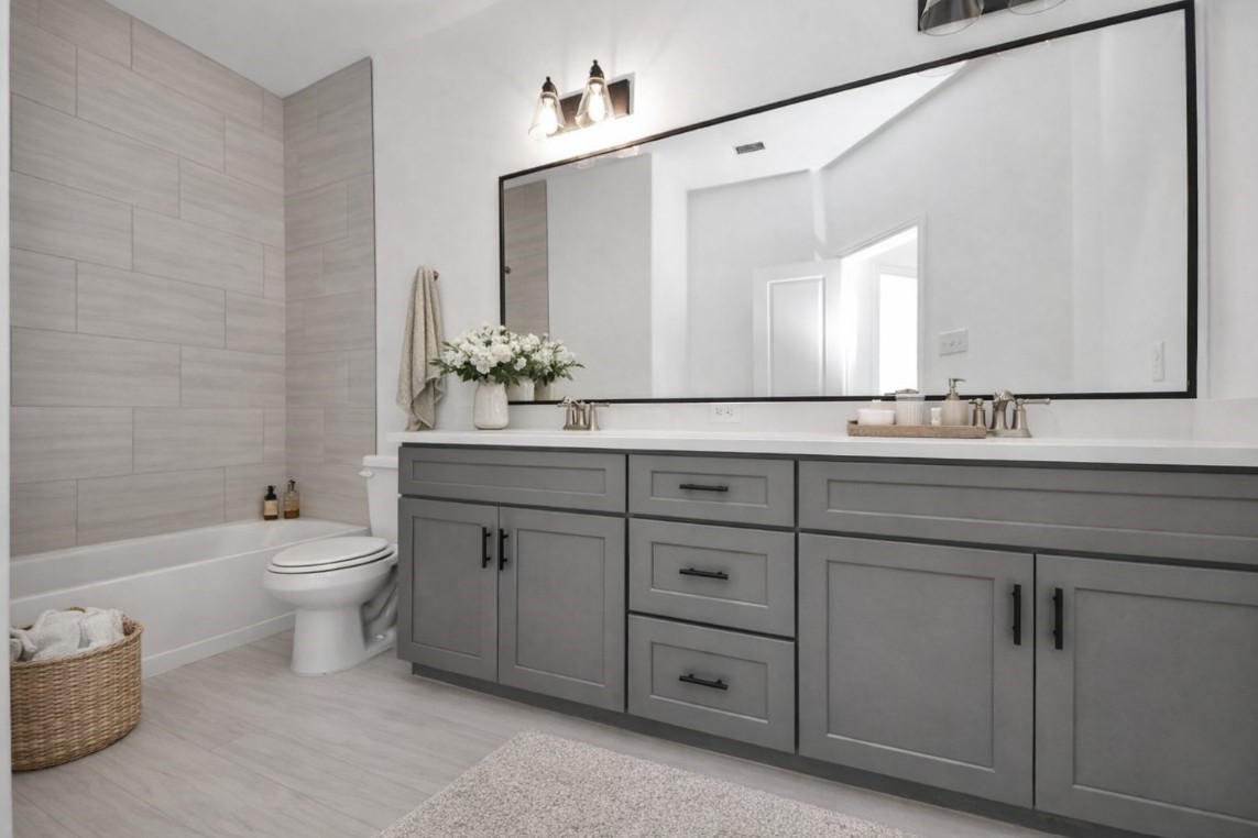8653 Sunderland Road Houston, TX 77028 - Photo 7 of 14 a bathroom with a toilet a sink a tub and mirror
