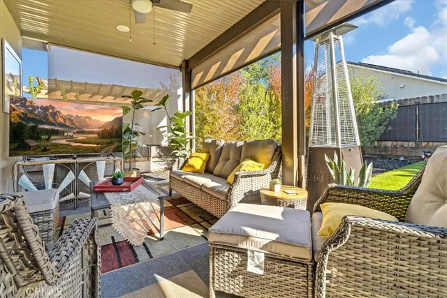 a view of outdoor space and seating area