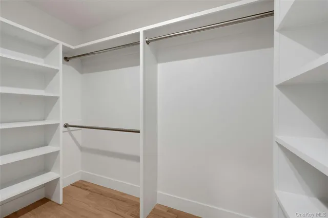 a view of an empty walk in closet
