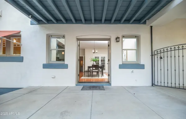 a view of an empty room with a sliding door