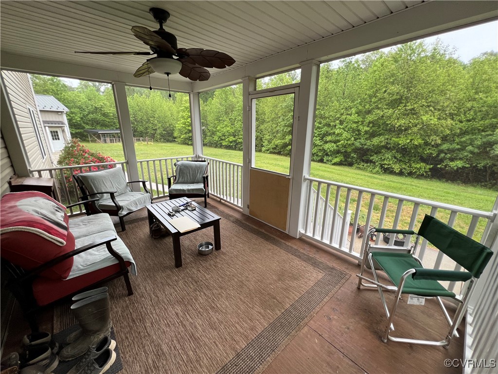 132 Forest View Road Cumberland, VA 23040 - Photo 12 of 31 Sunroom featuring ceiling fan
