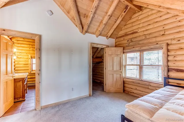 a room with wooden floor and a potted plant