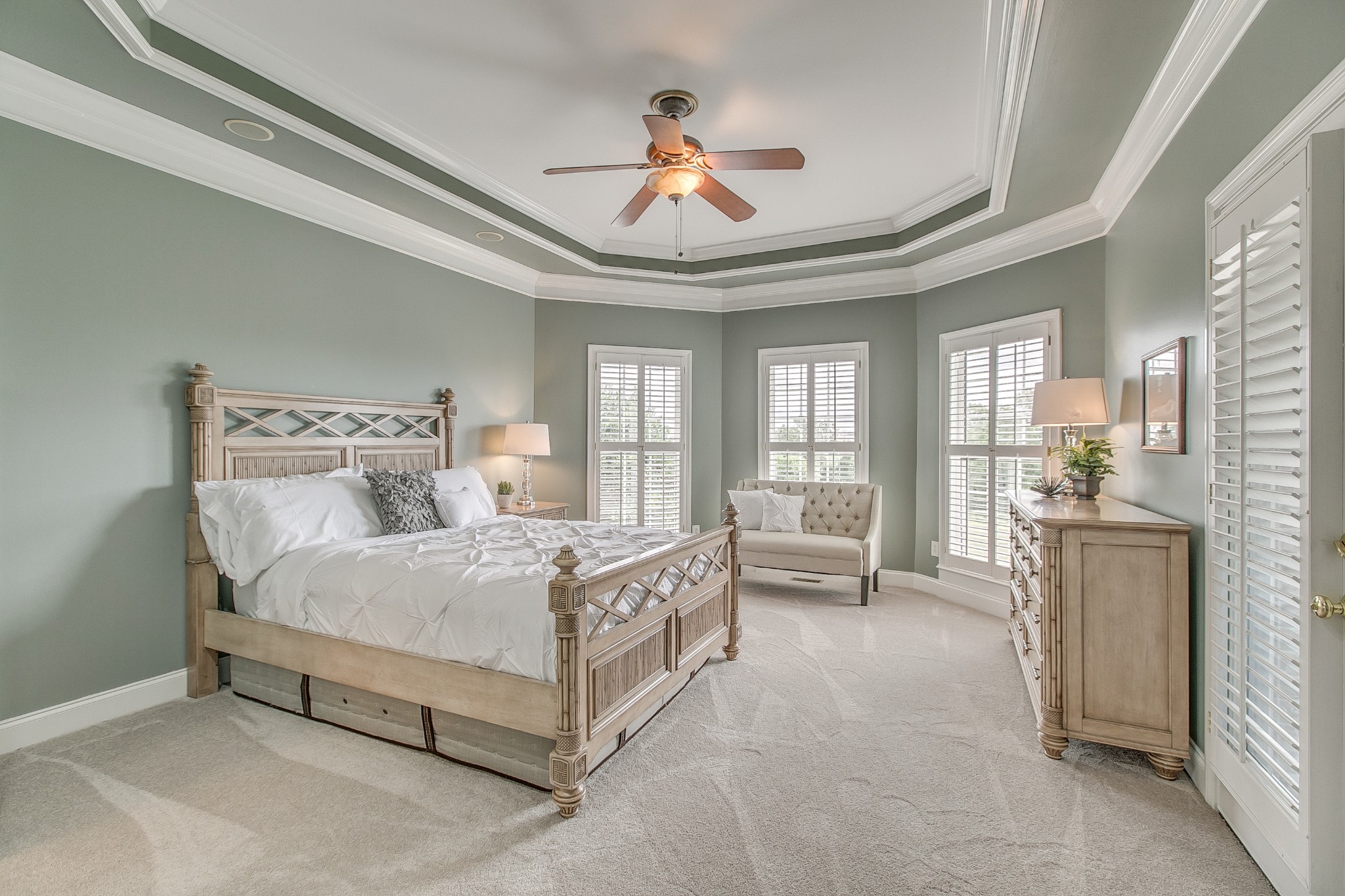 2613 Sequoya Trace Murfreesboro, TN 37127 - Photo 18 of 48 a spacious bedroom with a bed a chandelier and balcony