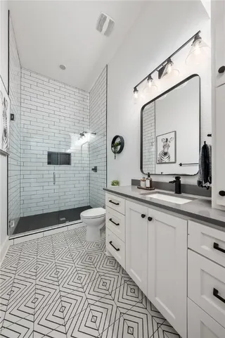 a view of outdoor space with garden and trees