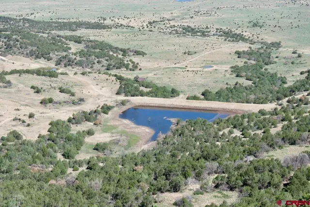 a view of a lake with a city
