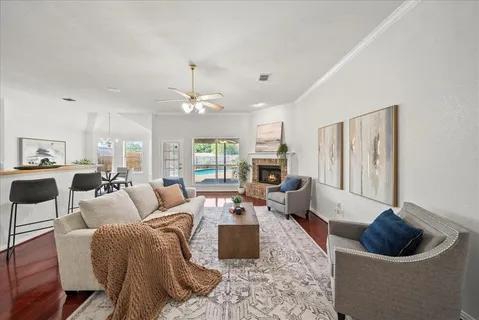 a living room with furniture and a couch