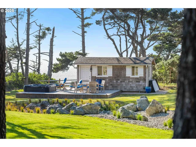 a view of a house with swimming pool and a yard