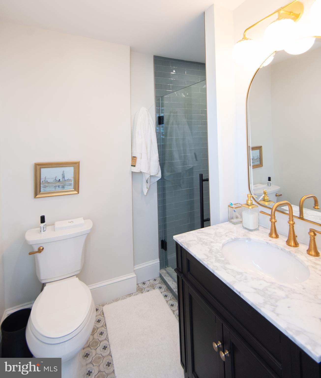 533 South Street Easton, MD 21601 - Photo 20 of 47 a bathroom with a granite countertop toilet sink and mirror