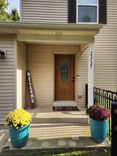 a front view of a house with entryway