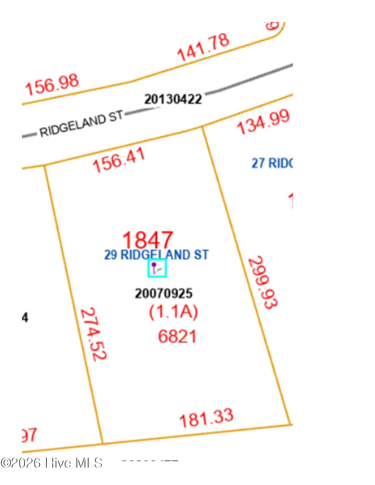 29 Ridgeland Street Pinehurst, NC 28374 - Photo 4 of 4 1.1 acre lot dimensions 156x299x181x274