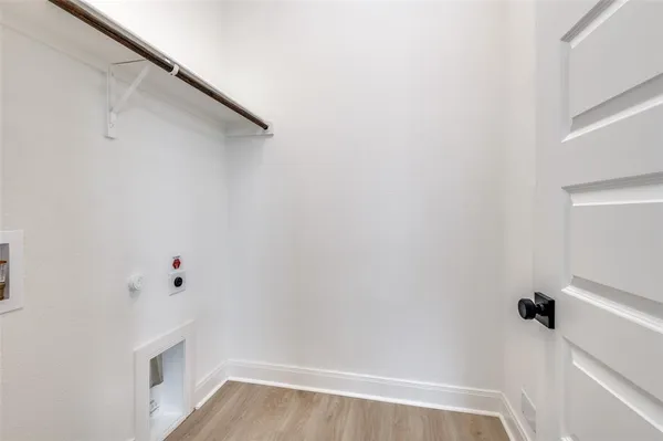 a view of small space with racks on the wall