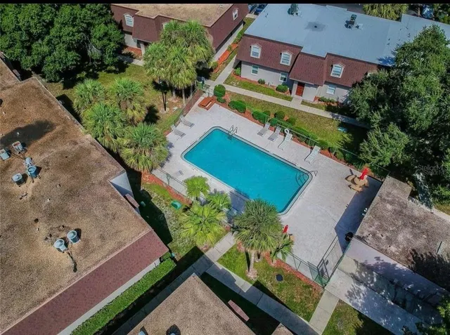 an aerial view of a house
