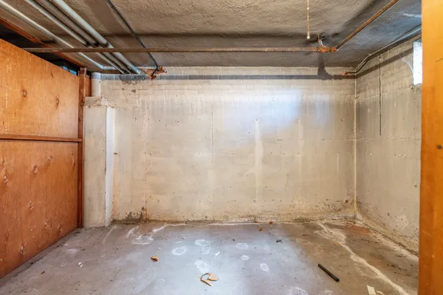 a view of a room with a door