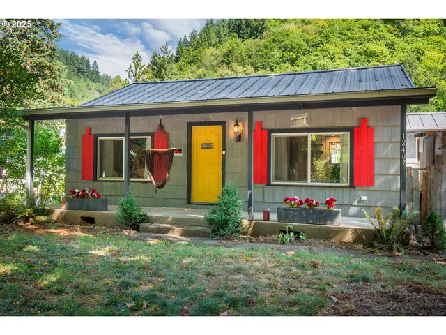 a view of back yard of the house