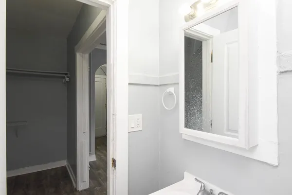 a bathroom with a window