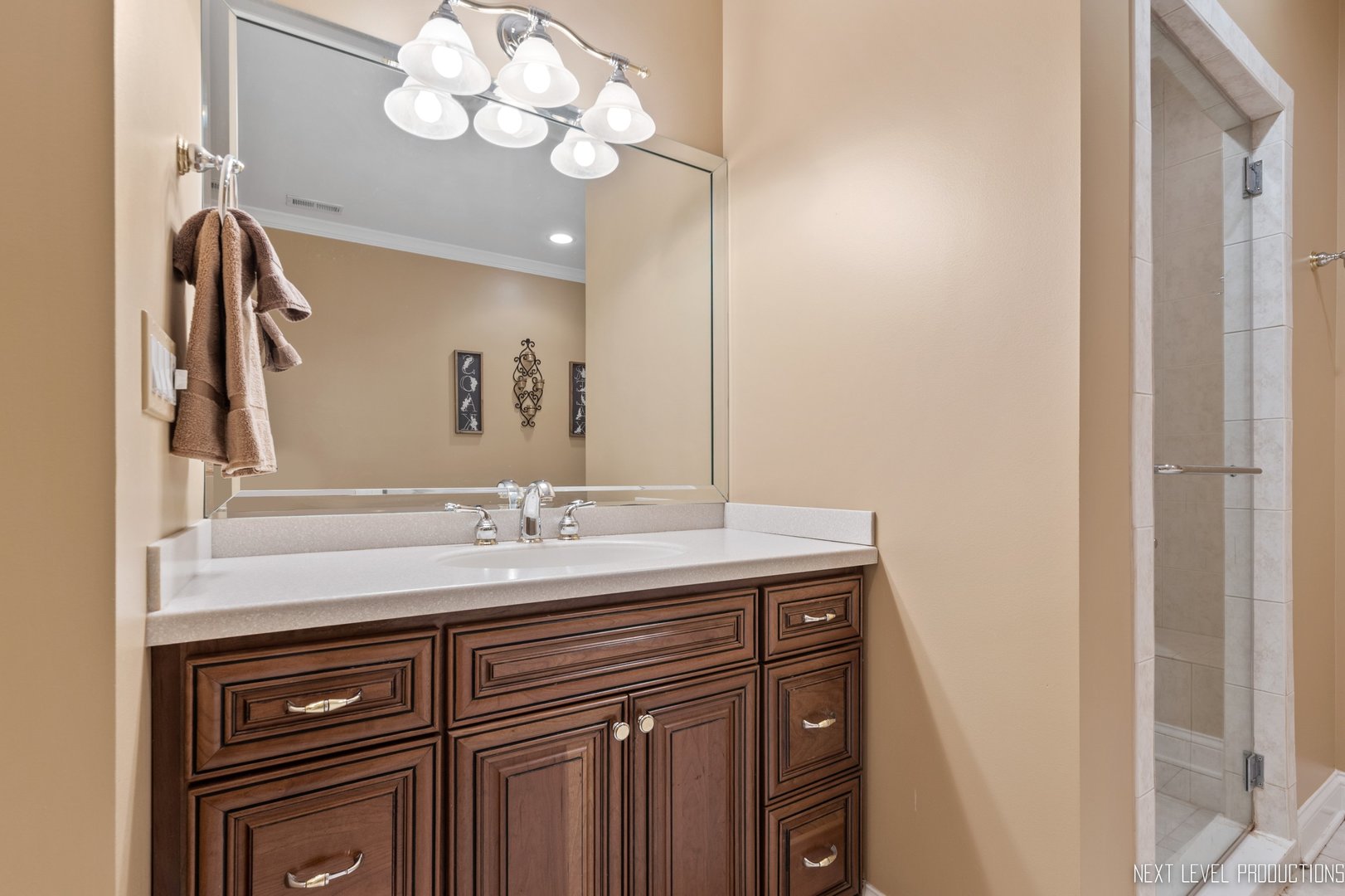 1787 Rizzi Lane Bartlett, IL 60103 - Photo 35 of 47 a bathroom with a granite countertop sink a mirror and a vanity