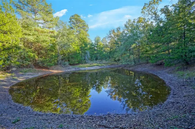 a view of a lake with a yard