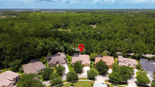 an aerial view of a house