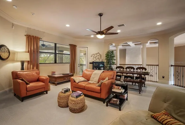 a view of a chairs and table in the patio
