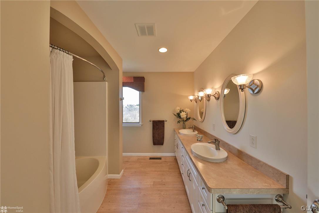 667 Bower Road Nazareth, PA 18064 - Photo 25 of 40 a bathroom with a sink a light fixture and a mirror