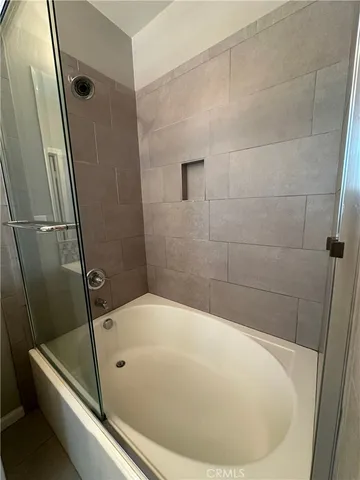 a bathroom with a bathtub
