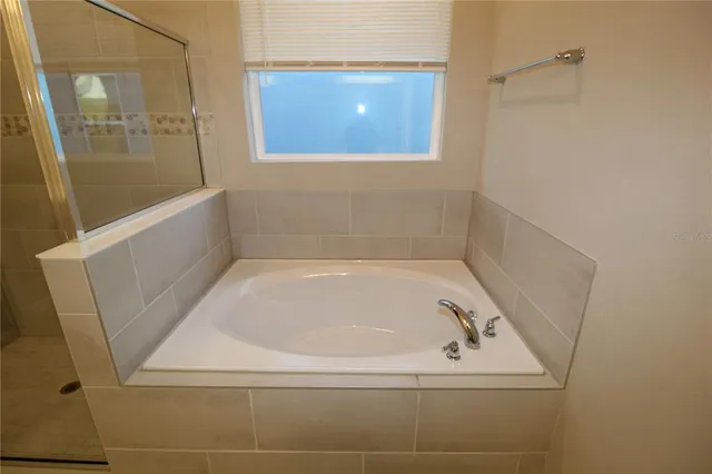 a bathroom with a bathtub