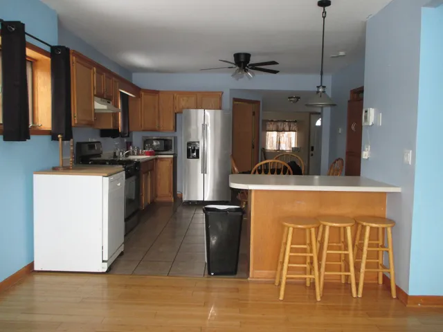 a view of small space with wooden floor
