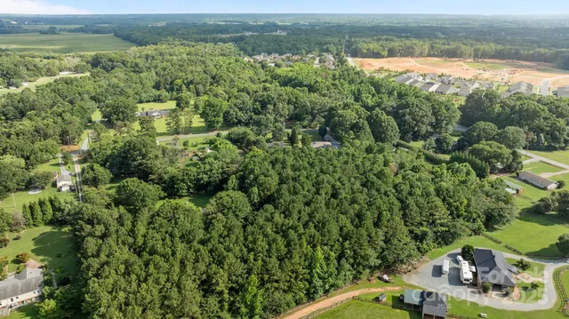 a view of a forest with a houses