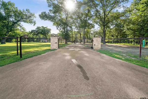 a view of road with large trees
