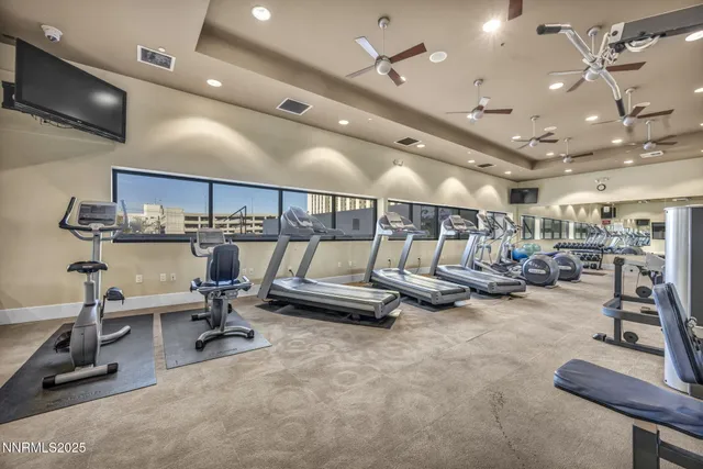 a view of a room with gym equipment