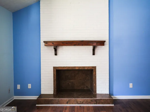a close view of a fireplace
