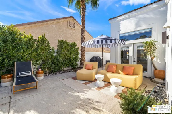 a outdoor space with patio furniture