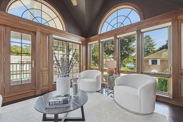 a view of a glass door with a glass door