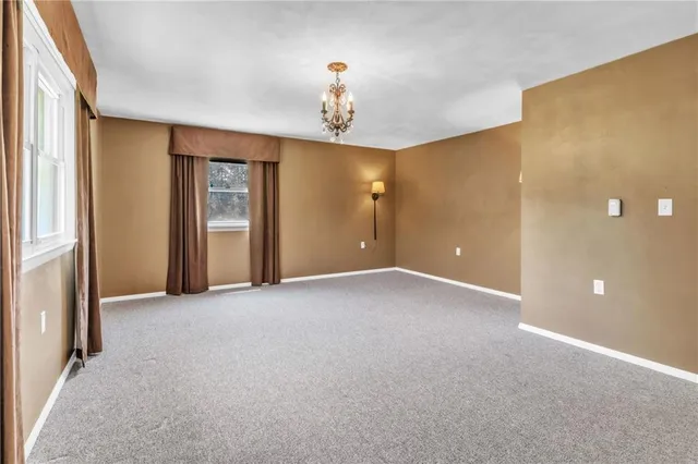 a view of a livingroom with a chandelier