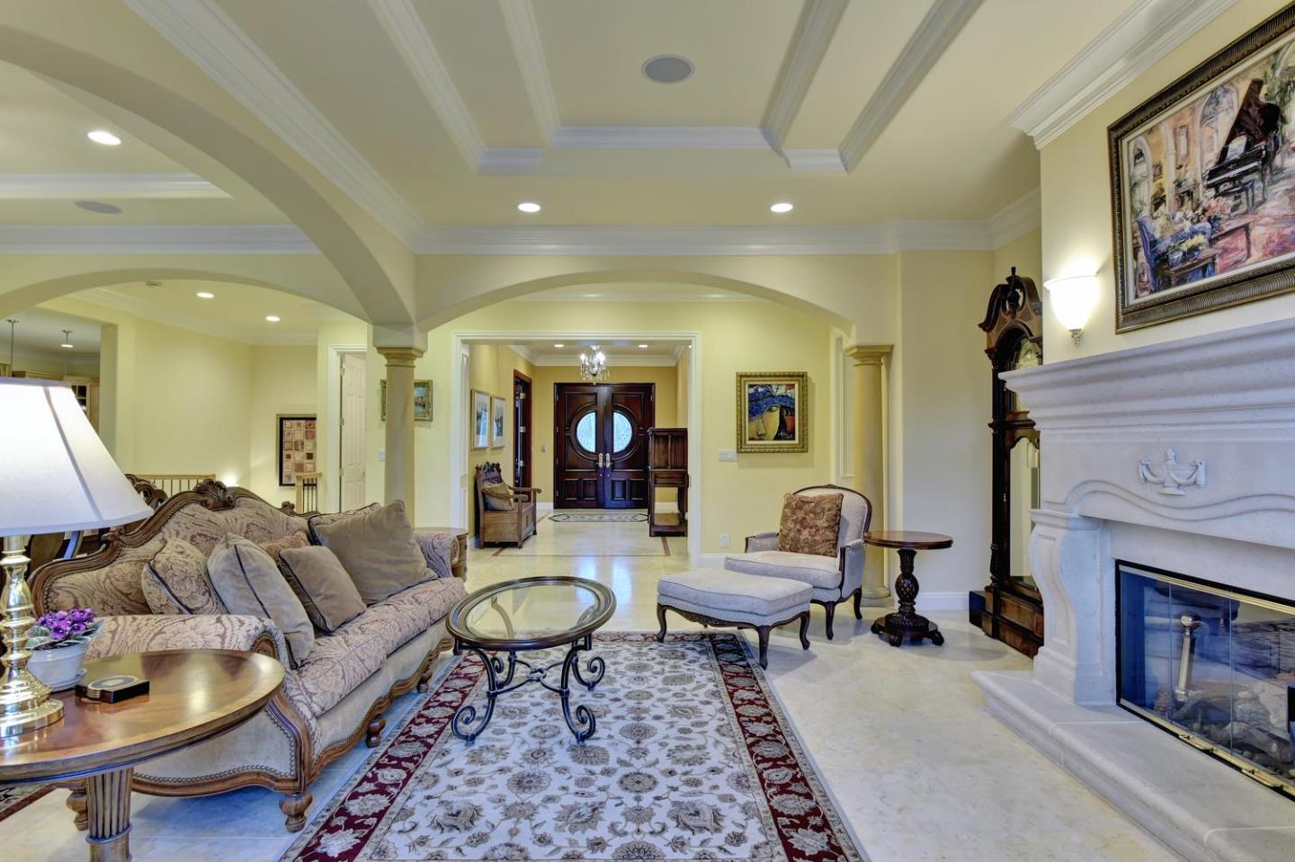 15867 Mina Way Saratoga, CA 95070 - Photo 11 of 43 a living room with furniture and a fireplace