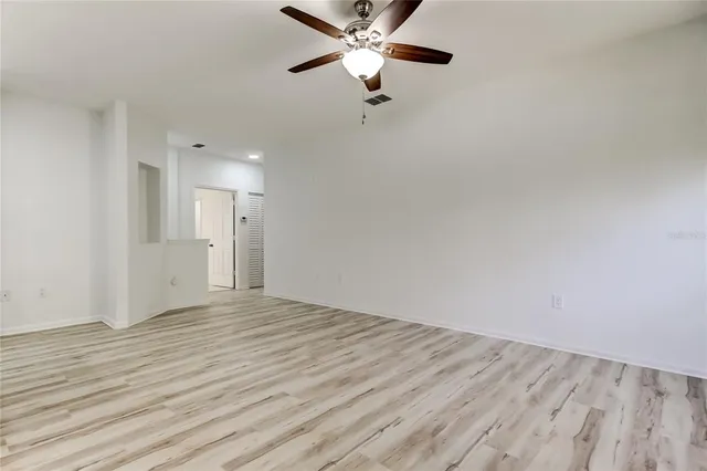 a view of a room with racks on the wall